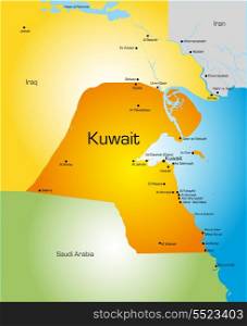 Detailed vector color map of Kuwait country