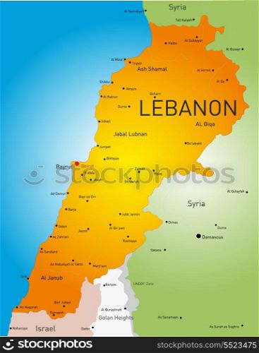 Detailed vector color map of Lebanon country