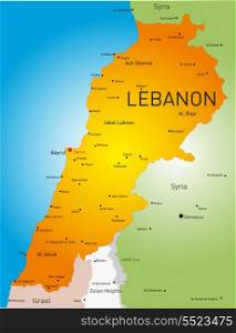 Detailed vector color map of Lebanon country