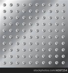 Detailed vector illustration of a shiny metal background or texture with small bolts