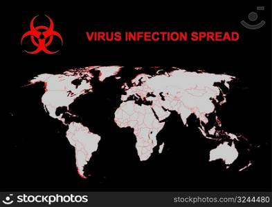 Detailed vector illustration of spreading virus World map with editable states to mark