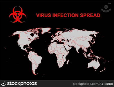 Detailed vector illustration of spreading virus World map with editable states to mark