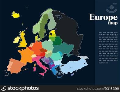 Detailed vector map Europe illustration for designers