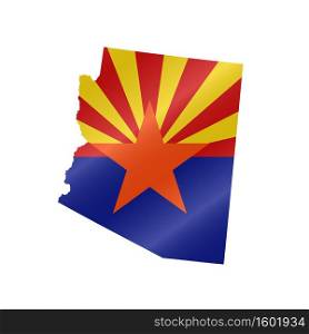Detailed waving flag map of Arizona. Vector map with masked flag.. Waving flag map of Arizona. Vector illustration