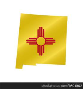 Detailed waving flag map of New Mexico. Vector map with masked flag.. Waving flag map of New Mexico. Vector illustration
