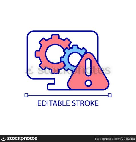 Detecting computer hardware errors RGB color icon. Computer programs failure. Identifying program functional crashes. Isolated vector illustration. Simple filled line drawing. Editable stroke. Detecting computer hardware errors RGB color icon