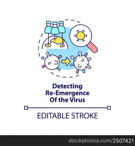 Detecting reemergence of virus concept icon. International cooperation against covid abstract idea thin line illustration. Isolated outline drawing. Editable stroke. Arial, Myriad Pro-Bold fonts used. Detecting reemergence of virus concept icon