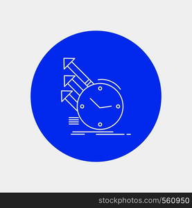 detection, inspection, of, regularities, research White Line Icon in Circle background. vector icon illustration. Vector EPS10 Abstract Template background