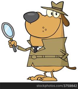 Detective Dog Holding A Magnifying Glass