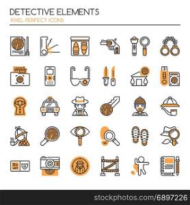 Detective Elements , Thin Line and Pixel Perfect Icons