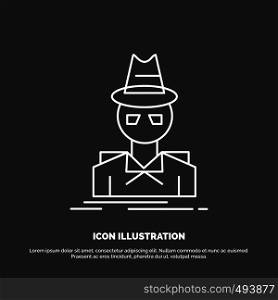 Detective, hacker, incognito, spy, thief Icon. Line vector symbol for UI and UX, website or mobile application. Vector EPS10 Abstract Template background