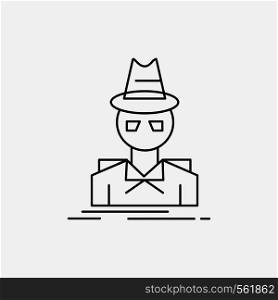 Detective, hacker, incognito, spy, thief Line Icon. Vector isolated illustration. Vector EPS10 Abstract Template background
