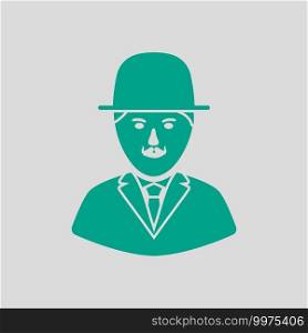 Detective Icon. Green on Gray Background. Vector Illustration.