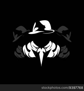 Detective Man Logo Design, Mafia Detective Fashion Tuxedo And Hat Illustration Vector, BlackMan Businesman Icon