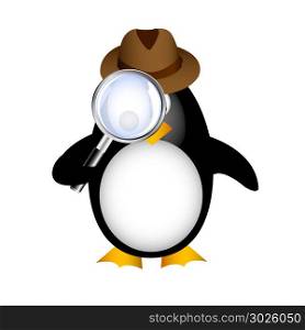detective penguin with magnifying