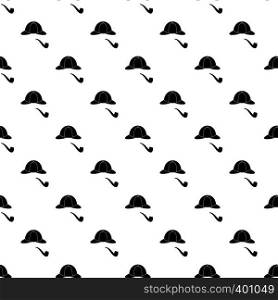 Detective Sherlock Holmes hat and smoking pipe pattern. Simple illustration of detective Sherlock Holmes hat and smoking pipe vector pattern for web. Sherlock Holmes hat and smoking pipe pattern