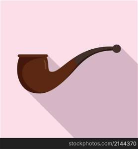 Detective smoke pipe icon flat vector. Old tobacco. Dad pipe. Detective smoke pipe icon flat vector. Old tobacco
