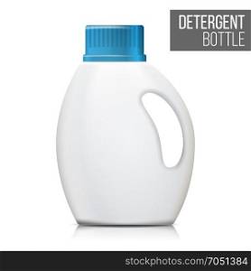 Detergent Bottle Vector. Realistic Mock Up. White Clean Plastic Bottle For Household Chemicals. Packaging Design Isolated Illustration. 3d Detergent Bottle Mock Up Vector. Blank Plastic Container Bottle For Laundry Detergent. Isolated Illustration