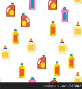 Detergent, Washing Liquid Vector Thin Line Icons Seamless Pattern. Detergent, Plastic Bottles with Washing Powder, Cleanser Linear Pictograms. Housekeeping Accessory for Dirty Laundry. Detergent, Washing Liquid Vector Seamless Pattern