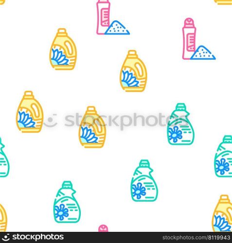 Detergent Washing Vector Seamless Pattern Color Line Illustration. Detergent Washing Vector Seamless Pattern