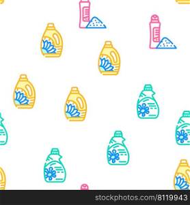 Detergent Washing Vector Seamless Pattern Color Line Illustration. Detergent Washing Vector Seamless Pattern