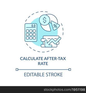 Determine after-tax rate concept icon. Inflation and taxes accounting abstract idea thin line illustration. Final profit after paying taxes. Vector isolated outline color drawing. Editable stroke. Determine after-tax rate concept icon