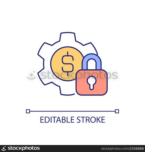 Determine fixed costs RGB color icon. Recurring payments. Regular fees and expenditures. Budget allotment. Isolated vector illustration. Simple filled line drawing. Editable stroke. Arial font used. Determine fixed costs RGB color icon