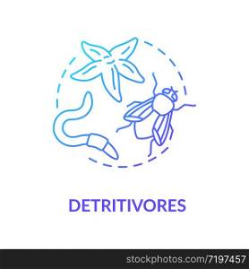 Detritivores concept icon. Food chain energy consumer organisms. Insects and earthworms. Detritus feeders idea thin line illustration. Vector isolated outline RGB color drawing