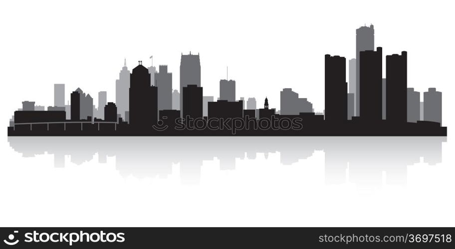 Detroit USA city skyline silhouette vector illustration