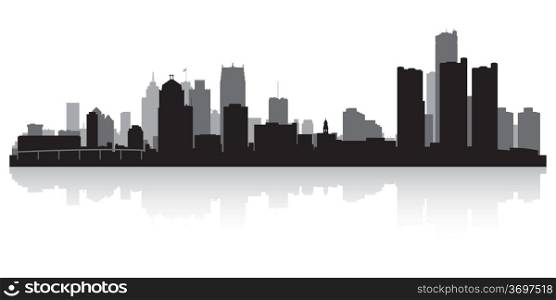Detroit USA city skyline silhouette vector illustration