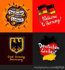 Deutschen Einheit banner set. Hand drawn set of deutschen Einheit vector banner for web design. Deutschen Einheit banner set, hand drawn style