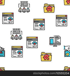 Dev Code Occupation Vector Seamless Pattern Thin Line Illustration. Dev Code Occupation Vector Seamless Pattern