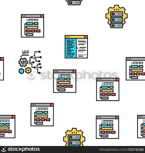 Dev Code Occupation Vector Seamless Pattern Thin Line Illustration. Dev Code Occupation Vector Seamless Pattern