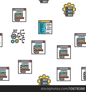 Dev Code Occupation Vector Seamless Pattern Thin Line Illustration. Dev Code Occupation Vector Seamless Pattern
