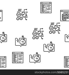 Dev Code Occupation Vector Seamless Pattern Thin Line Illustration. Dev Code Occupation Vector Seamless Pattern
