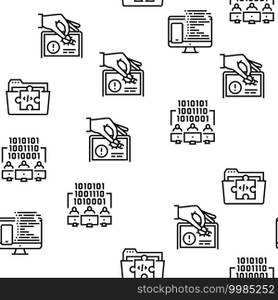 Dev Code Occupation Vector Seamless Pattern Thin Line Illustration. Dev Code Occupation Vector Seamless Pattern