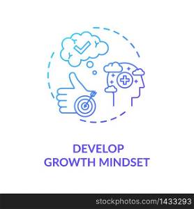 Develop growth mindset concept icon. Personal development, self improvement idea thin line illustration. Optimism, positiver attitude. Vector isolated outline RGB color drawing. Develop growth mindset concept icon