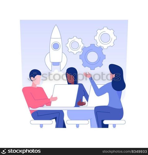 Developing a business plan isolated concept vector illustration. Group of partners creating business plan for new startup, investment strategy, raising money, funding idea vector concept.. Developing a business plan isolated concept vector illustration.
