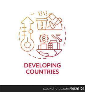 Developing countries concept icon. Negative invironment impact idea thin line illustration. Our tasks to improve planet. Vector isolated outline RGB color drawing. Climate justice. Developing countries concept icon