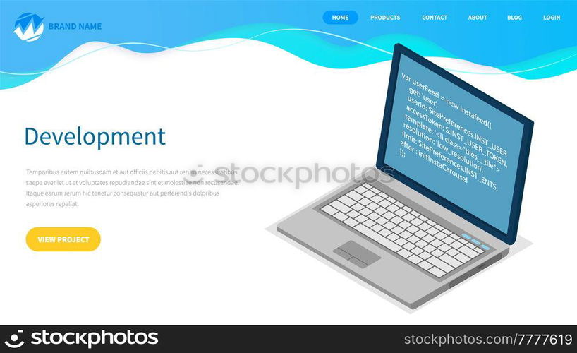 Development concept. Coding new project using laptop. Front-end and back-end software development and testing, programming or program coding. Development. Coding new project using computer