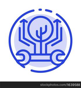 Development, Engineering, Growth, Hack, Hacking Blue Dotted Line Line Icon
