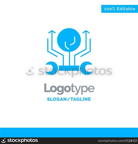Development, Engineering, Growth, Hack, Hacking Blue Solid Logo Template. Place for Tagline