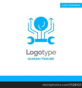 Development, Engineering, Growth, Hack, Hacking Blue Solid Logo Template. Place for Tagline