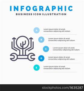 Development, Engineering, Growth, Hack, Hacking Line icon with 5 steps presentation infographics Background