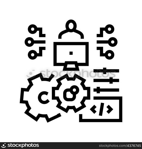 development erp software line icon vector. development erp software sign. isolated contour symbol black illustration. development erp software line icon vector illustration