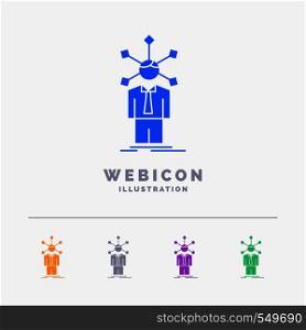 development, human, network, personality, self 5 Color Glyph Web Icon Template isolated on white. Vector illustration. Vector EPS10 Abstract Template background