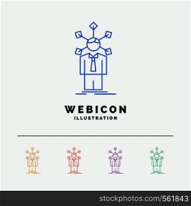 development, human, network, personality, self 5 Color Line Web Icon Template isolated on white. Vector illustration. Vector EPS10 Abstract Template background