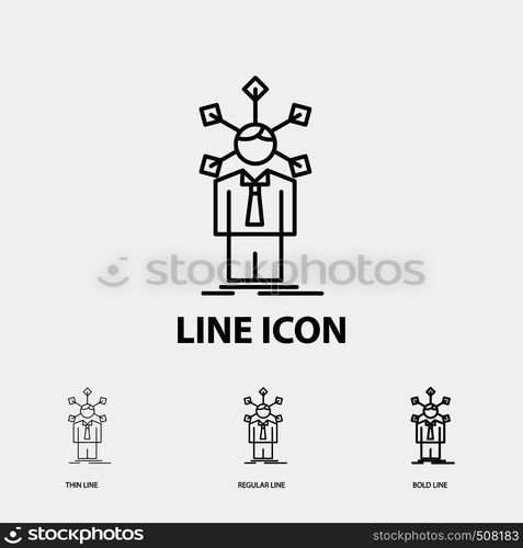 development, human, network, personality, self Icon in Thin, Regular and Bold Line Style. Vector illustration. Vector EPS10 Abstract Template background