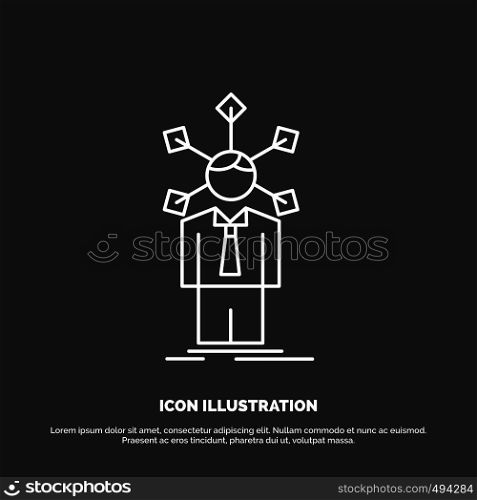 development, human, network, personality, self Icon. Line vector symbol for UI and UX, website or mobile application. Vector EPS10 Abstract Template background