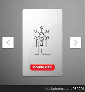 development, human, network, personality, self Line Icon in Carousal Pagination Slider Design & Red Download Button